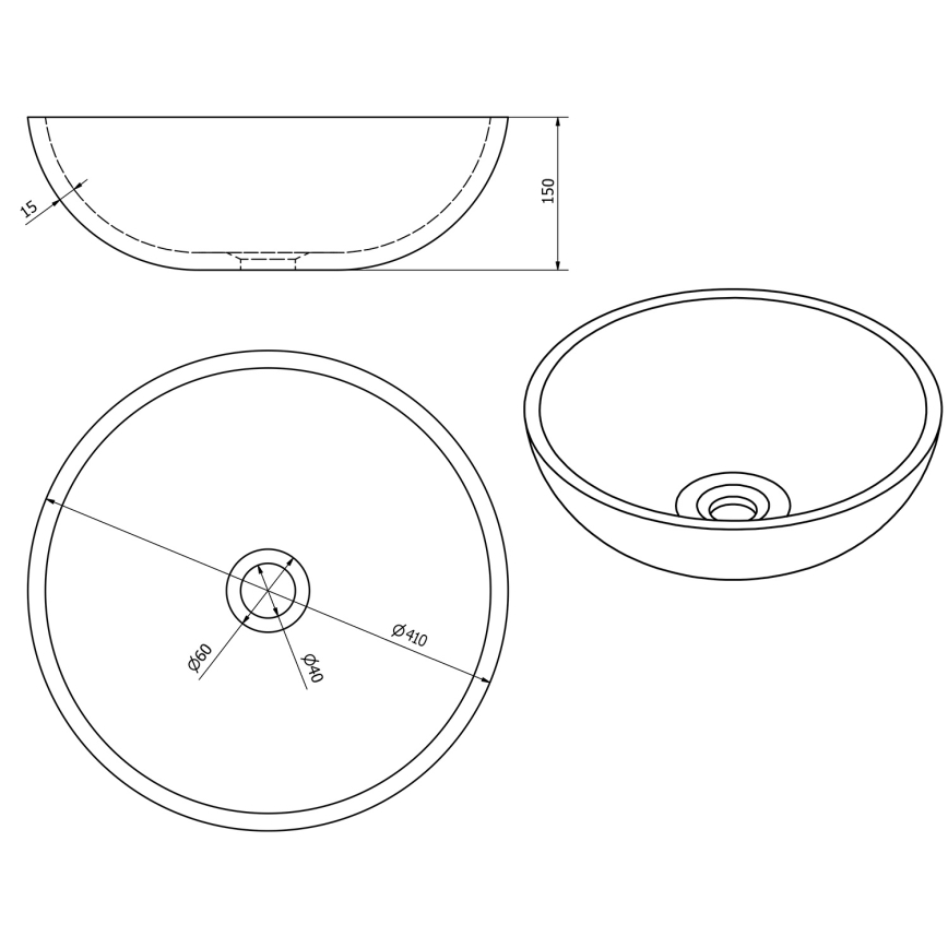 Sapho - Lavabo sobre encimera PRIORI Ø 41 cm cerámica/multicolor