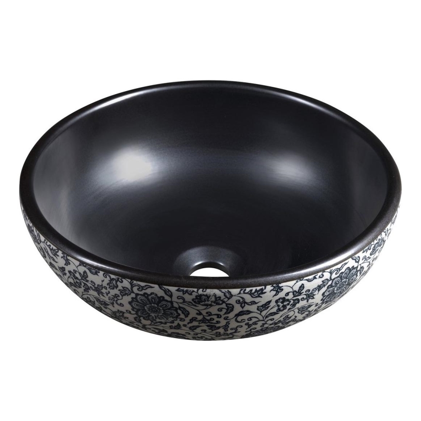 Sapho - Lavabo sobre encimera PRIORI Ø 41 cm negro/blanco