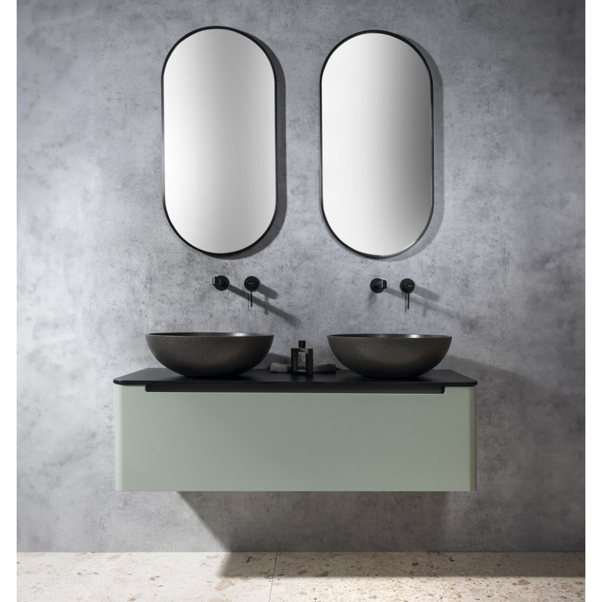 Sapho - Lavabo sobre encimera TURF Ø 44 cm hormigón/granito negro