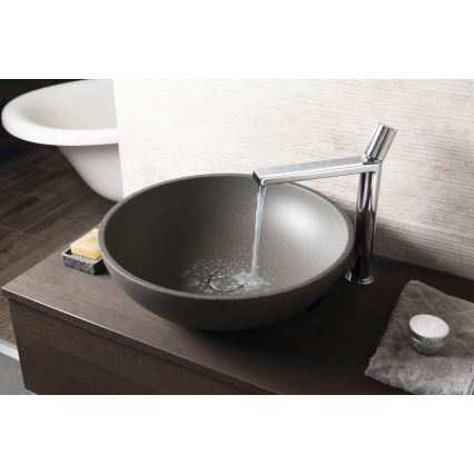 Sapho - Lavabo sobre encimera TURF Ø 44 cm hormigón/granito negro