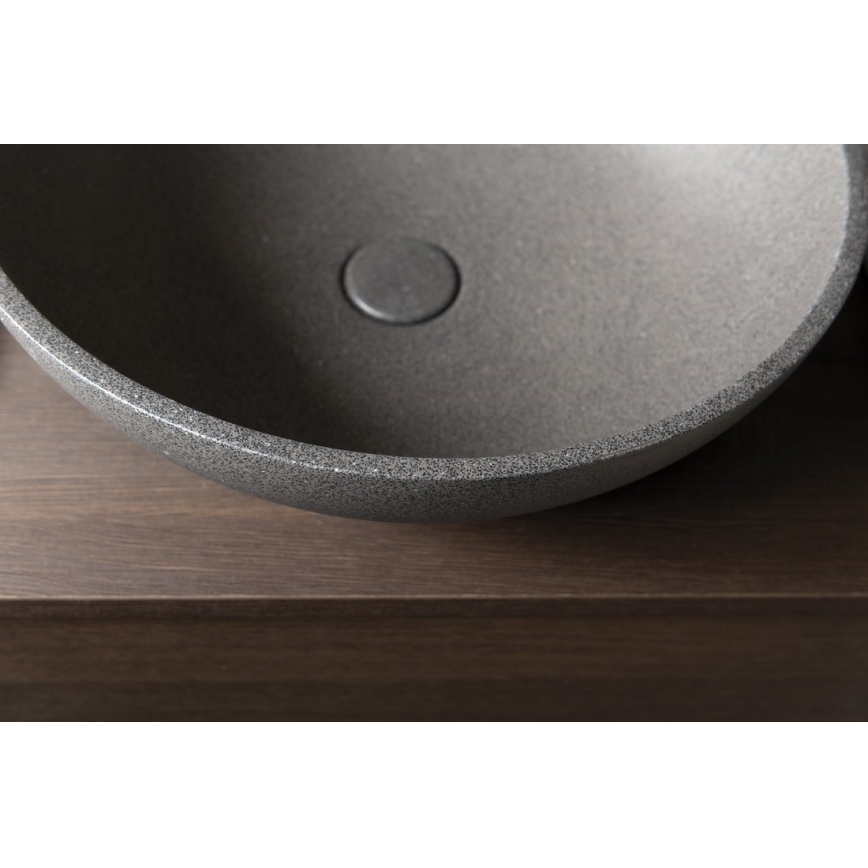 Sapho - Lavabo sobre encimera TURF Ø 44 cm hormigón/granito negro