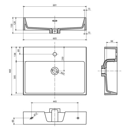 Sapho - Lavabo suspendido AQUATIC 60x46 cm cerámica/blanco