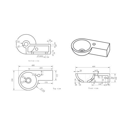 Sapho - Lavabo suspendido de esquina BLOK 40x23 cm derecho/antracita