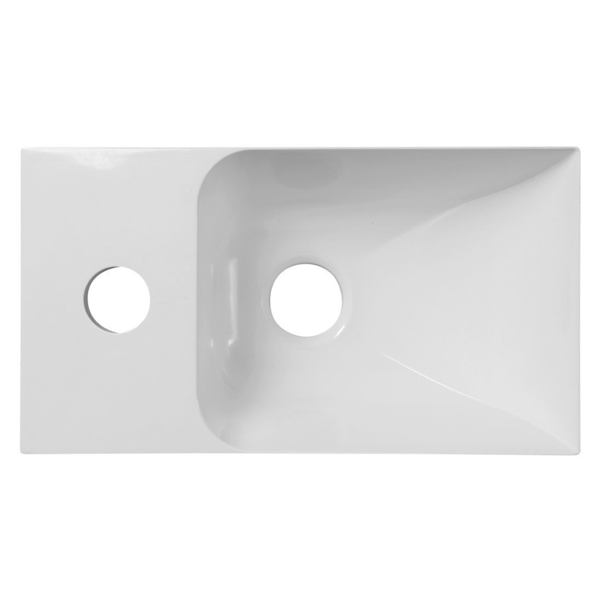 Sapho - Lavabo suspendido PICCOLINO 31x17 cm izquierdo/mármol fundido/blanco