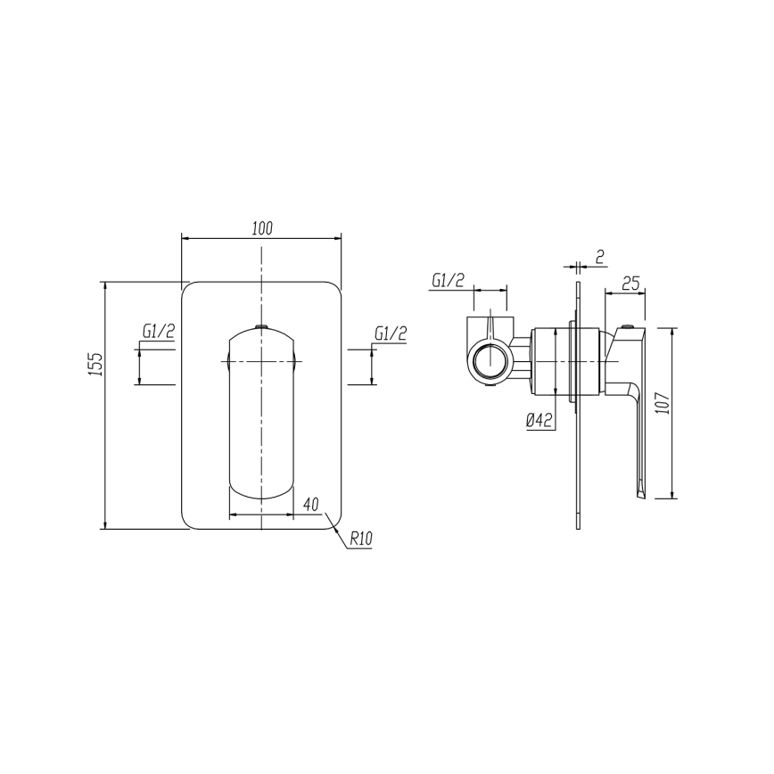 Sapho - Mezclador de ducha empotrado MIXONA, acabado cromo brillante