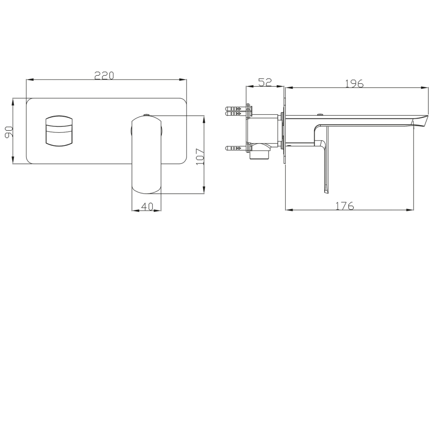 Sapho - Grifo para lavabo de instalación empotrada MIXONA 9x19,6 cm cromo brillante