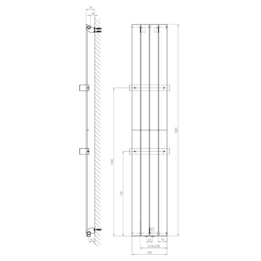 Sapho - Radiador de baño COLONNA 614W/230V 29x180 cm blanco