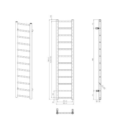 Sapho - Radiador de baño DINA 278W 30x138 cm blanco