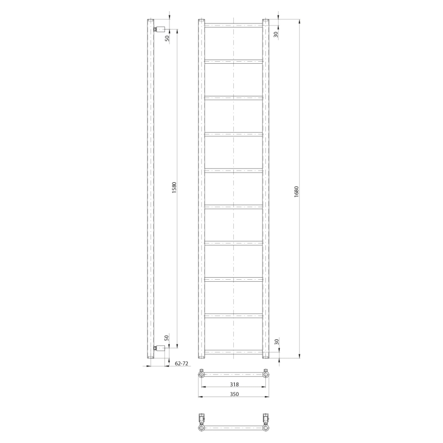 Sapho - Radiador de baño DINA 334W 35x168 cm negro mate