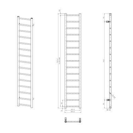 Sapho - Radiador de baño DINA 335W 30x174 cm blanco