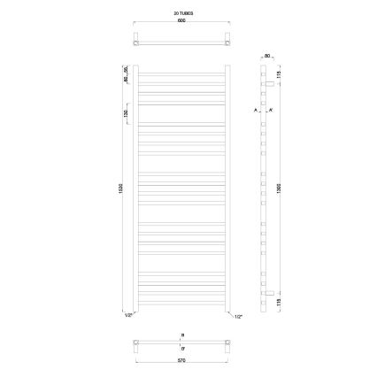 Sapho - Radiador de baño METRO 497 W/230 V 60 x 153 cm cromo brillante