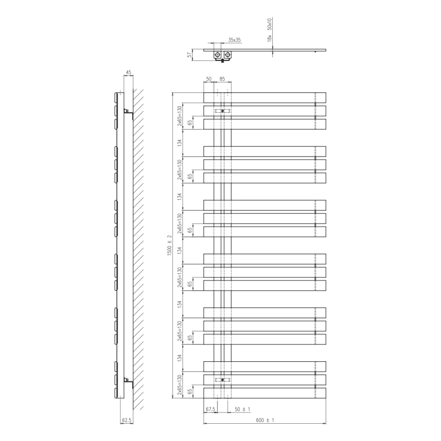 Sapho - Radiador de baño SILVANA 680W/230V 60x150 cm blanco