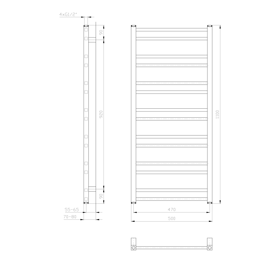 Sapho - Radiador para baño METRO DOS 343W/230V 50x110 cm blanco mate
