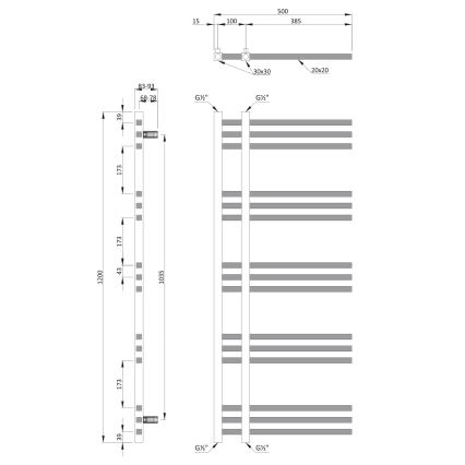 Sapho - Radiador toallero para baño MAGDALENA, 408 W/230 V, 50 x 120 cm, cromo brillante