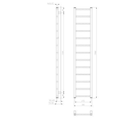 Sapho - Radiador toallero para baño METRO LIGHT 276W 30x150 cm blanco
