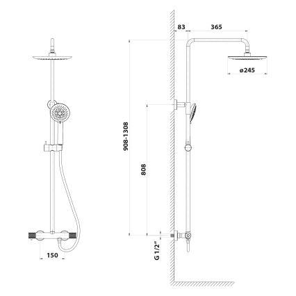 Sapho - Set de ducha con grifo SOLARIS en negro mate