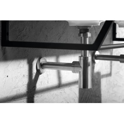 Sapho - Sifón para lavabo MINIMAL, acero inoxidable mate