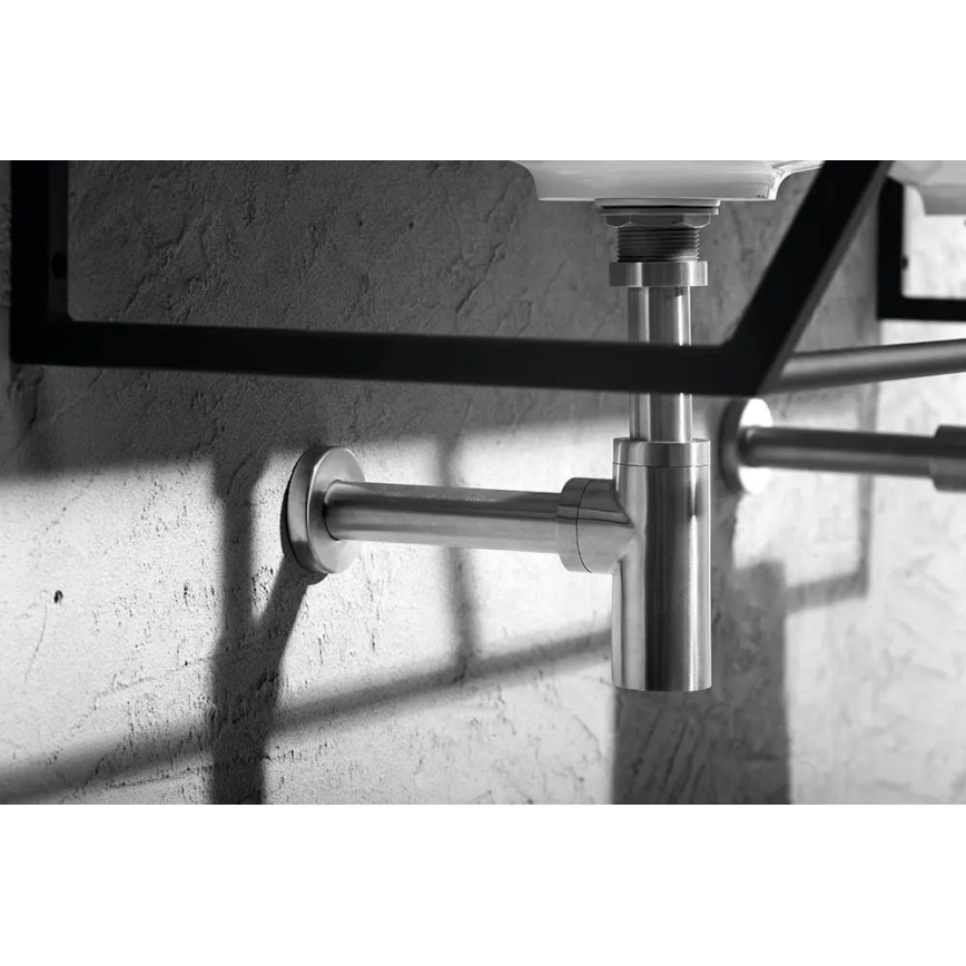 Sapho - Sifón para lavabo MINIMAL, acero inoxidable mate
