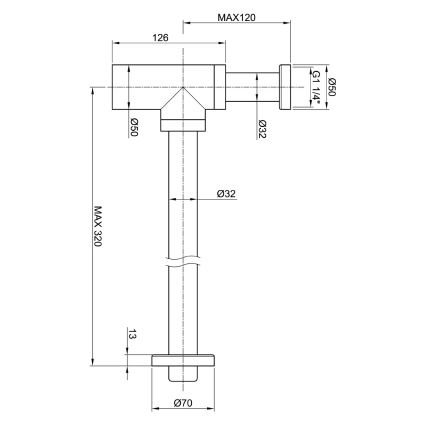 Sapho - Sifón para lavabo MINIMAL, acero inoxidable mate
