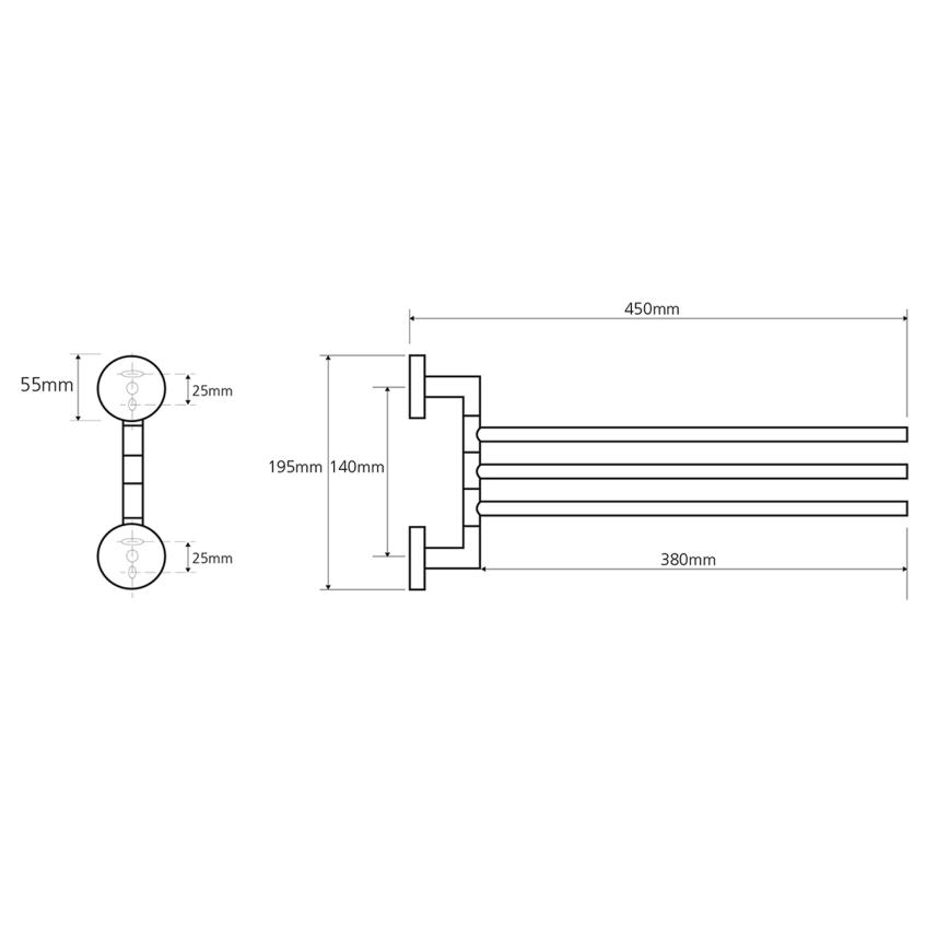 Sapho - Toallero de pared giratorio X-ROUND 19,5x45 cm cromo brillante