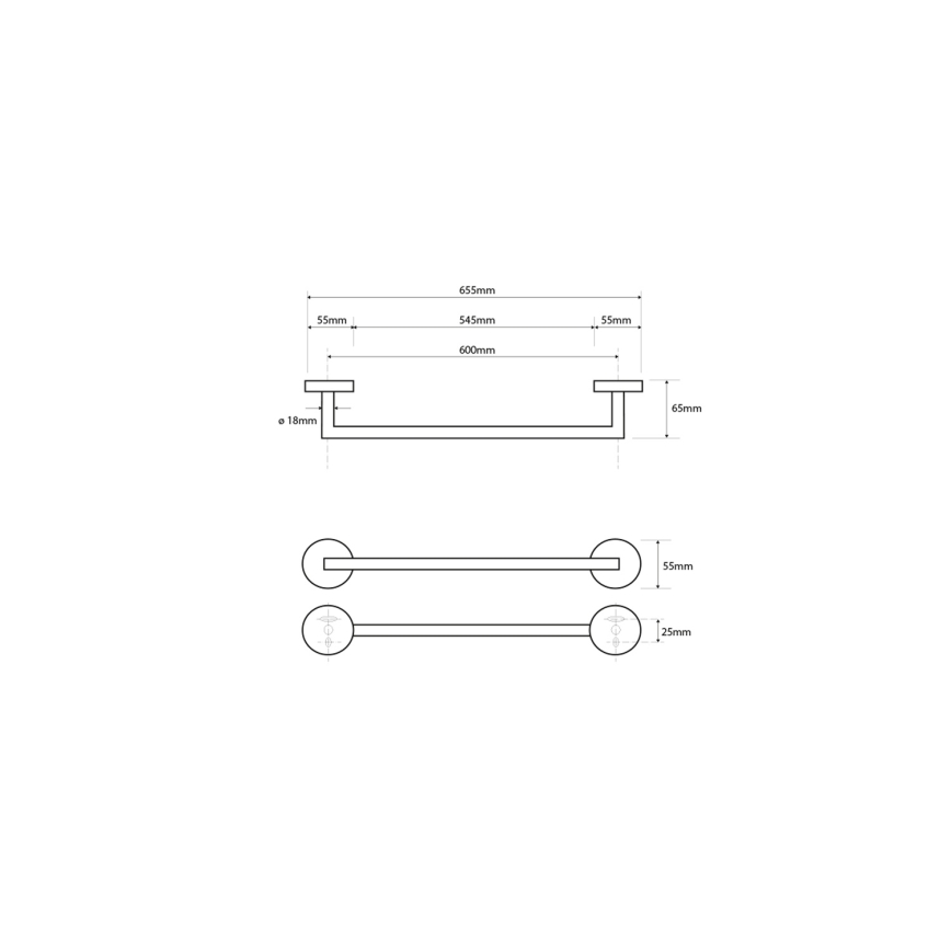 Sapho - Toallero de pared X-ROUND 6,5x65,5 cm cromo brillante
