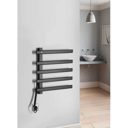Sapho - Toallero eléctrico ELCOR 63W/230V 48x52 cm negro mate