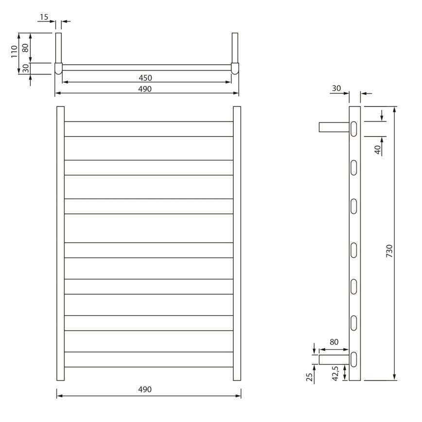 Sapho - Toallero eléctrico ELIAS 105W/230V 49x73 cm blanco mate