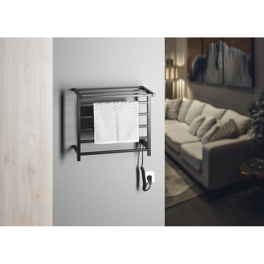 Sapho - Toallero eléctrico ELZOR 60W/230V 47x50 cm negro mate