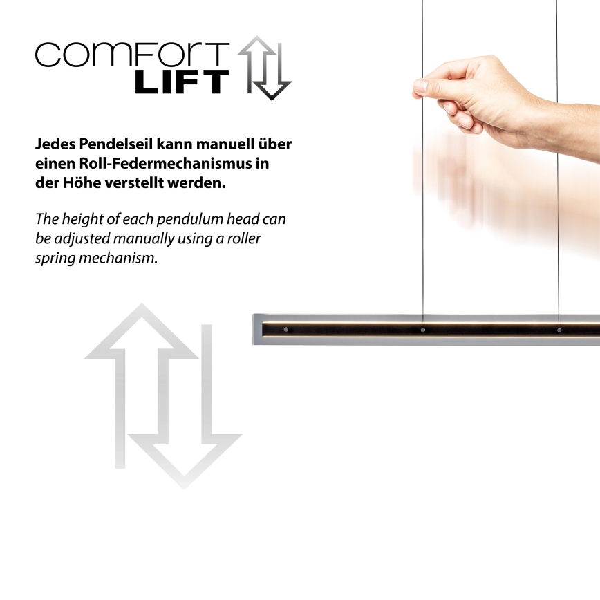 Schöner Wohnen 11316-18 - Lámpara colgante LED regulable suspendida por cable LENA LED/32W/230V 105 cm negra