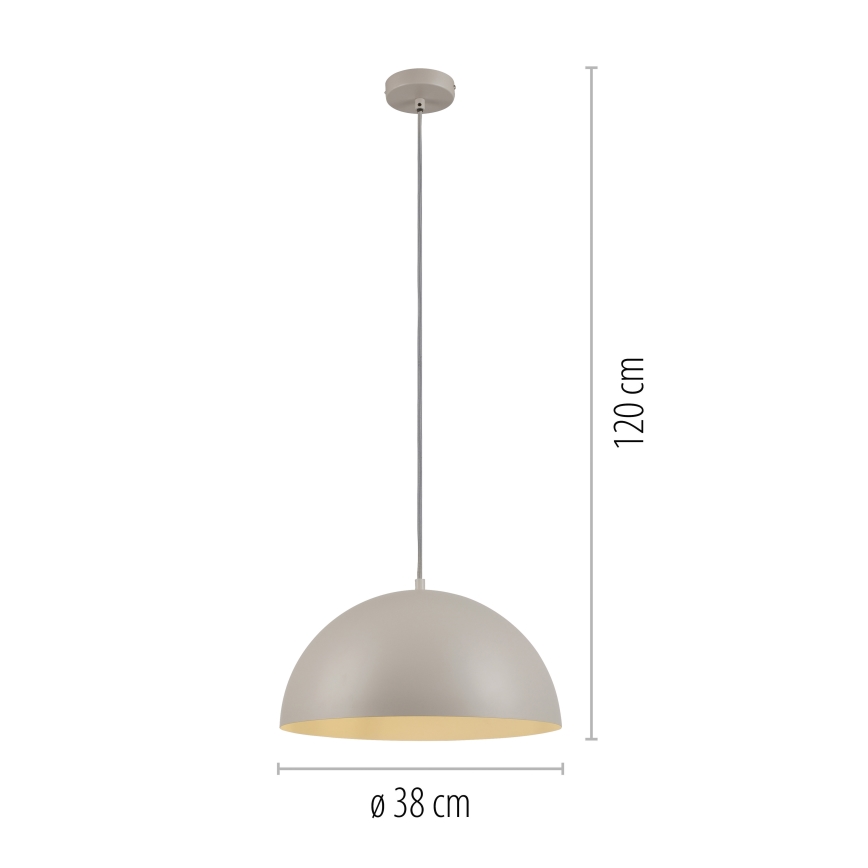 Schöner Wohnen 11728-39 - Lámpara colgante con cable ALI 1xE27/25W/230V Ø 38 cm gris