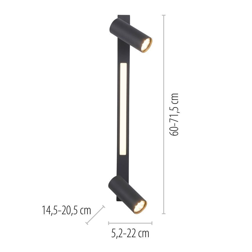 Schöner Wohnen 11793-18 - Foco LED empotrable DANTE 2xGU10/10W/230V + LED/7,2W, negro