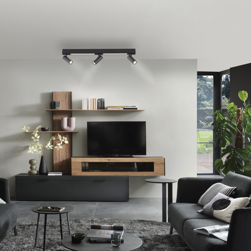 Schöner Wohnen 11794-18 - Foco orientable LED DANTE 3xGU10/10W/230V + LED/14,4W negro