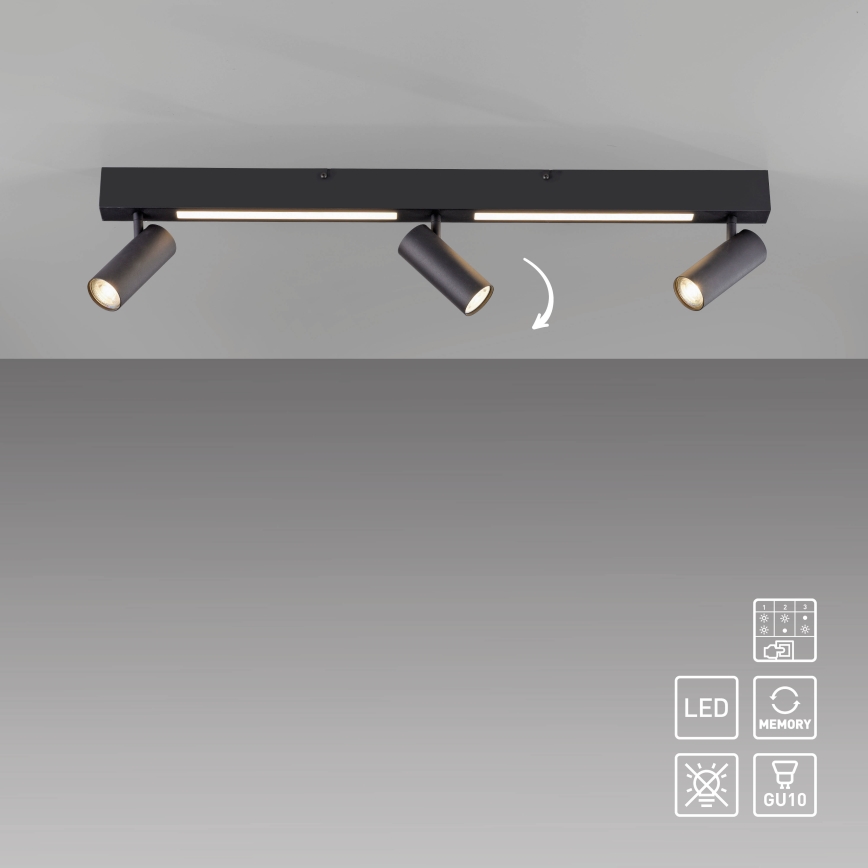 Schöner Wohnen 11794-18 - Foco orientable LED DANTE 3xGU10/10W/230V + LED/14,4W negro