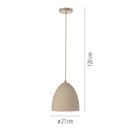 Schöner Wohnen 12540-42 - Lámpara colgante TRAVENTA con cable 1xE27/40W/230V Ø 21 cm hormigón