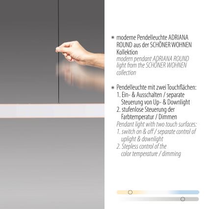 Schöner Wohnen 12577-16 - Lámpara colgante regulable suspendida por cable ADRIANA ROUND 2xLED/24W/230V 2700/3000/3500/4000/5000K blanco