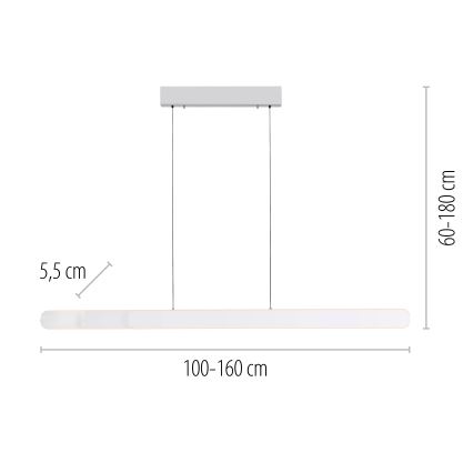 Schöner Wohnen 12577-16 - Lámpara colgante LED regulable con cable ADRIANA ROUND 2xLED/24W/230V 2700/3000/3500/4000/5000K 160 cm blanco
