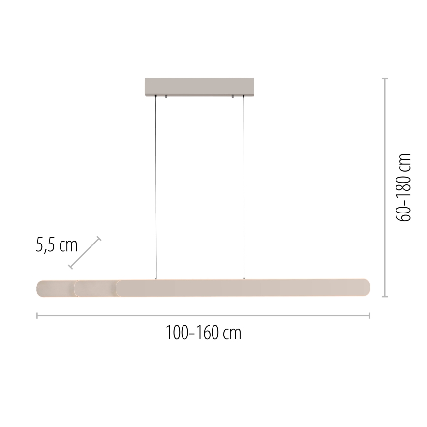 Schöner Wohnen 12577-39 - Lámpara colgante LED regulable en cable ADRIANA ROUND 2xLED/24W/230V 2700/3000/3500/4000/5000K gris