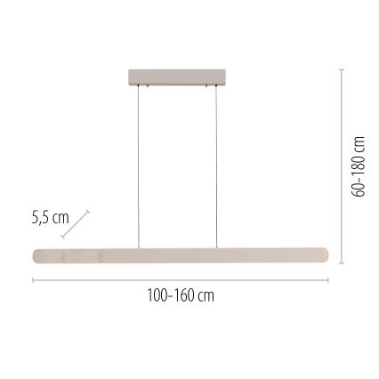 Schöner Wohnen 12577-39 - Lámpara colgante LED regulable suspendida por cable ADRIANA ROUND 2xLED/24W/230V 2700/3000/3500/4000/5000K 160 cm, gris