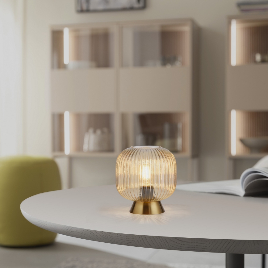 Schöner Wohnen 13573-27 - Lámpara de mesa NAMI 1xE27/25W/230V dorada/beige/ahumada