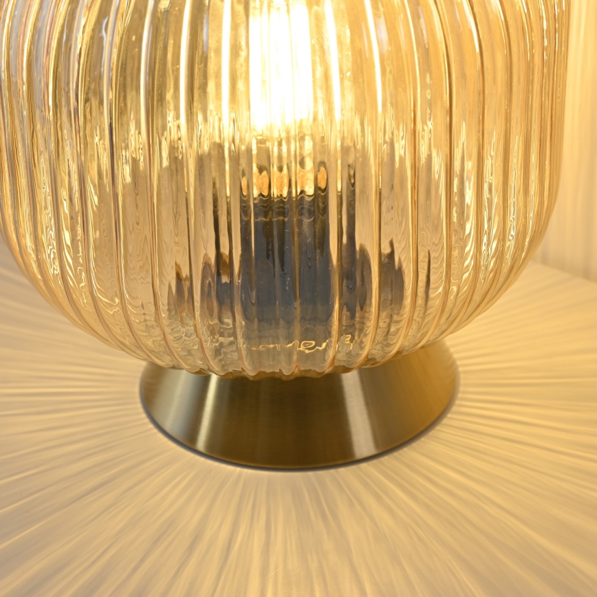 Schöner Wohnen 13573-27 - Lámpara de mesa NAMI 1xE27/25W/230V dorada/beige/ahumada