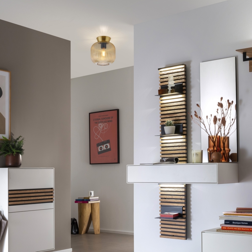Schöner Wohnen 13574-27 - Lámpara de techo NAMI 1xE27/25W/230V, diámetro 20 cm, dorado/beige/ahumado
