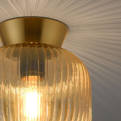 Schöner Wohnen 13574-27 - Lámpara de techo NAMI 1xE27/25W/230V, diámetro 20 cm, dorado/beige/ahumado