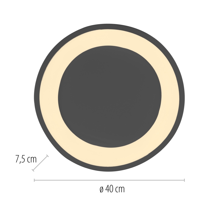 Schöner Wohnen 14233-18 - Luminaria de techo LED regulable MONTA LED/21W/230V Ø 40 cm negra