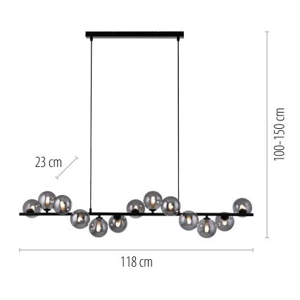 Schöner Wohnen 14504-18 - Lámpara colgante LED con cable DUBAI 13xG9/3W/230V negro/ahumado