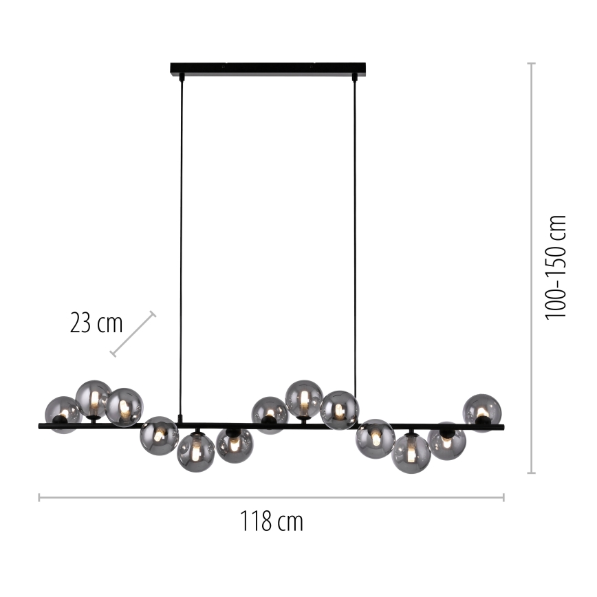 Schöner Wohnen 14504-18 - Lámpara colgante LED con cable DUBAI 13xG9/3W/230V negro/ahumado