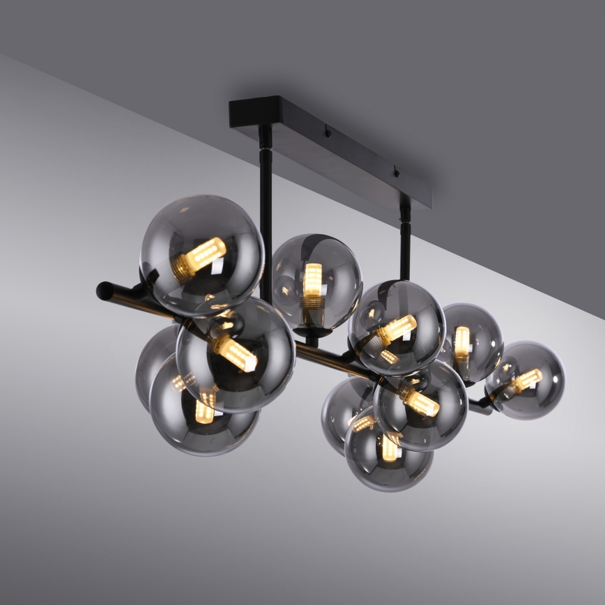 Schöner Wohnen 14505-18 - Lámpara colgante LED sobre varilla DUBAI 13xG9/3W/230V negro/ahumado