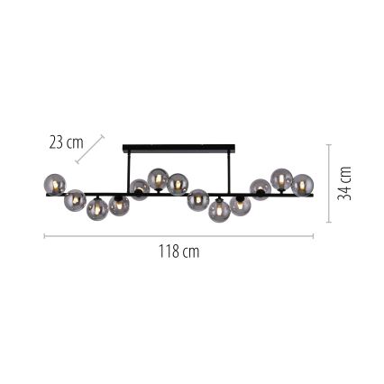 Schöner Wohnen 14505-18 - Lámpara colgante LED sobre varilla DUBAI 13xG9/3W/230V negro/ahumado