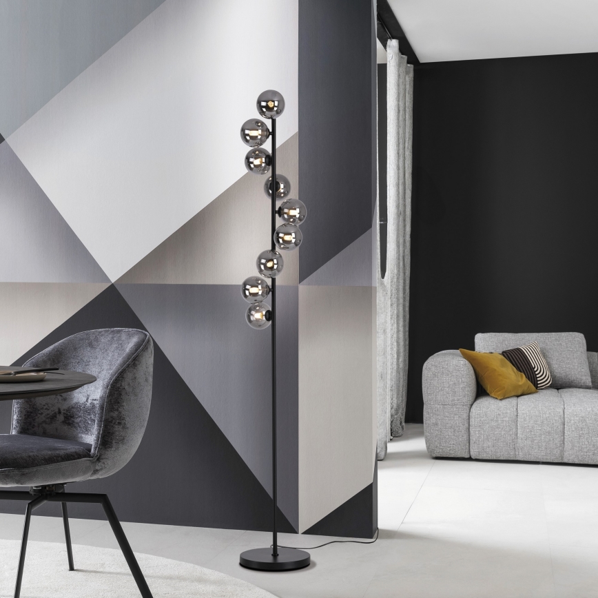 Schöner Wohnen 14506-18 - Lámpara de pie LED DUBAI 9xG9/3W/230V negro/ahumado