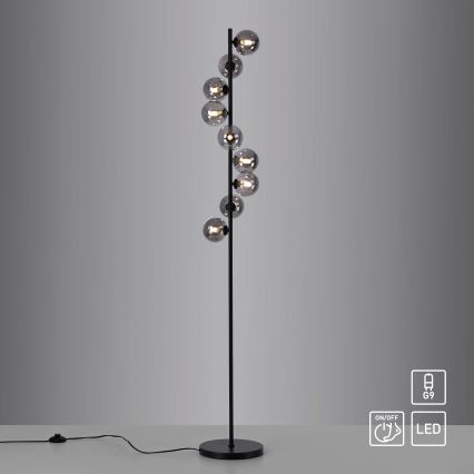 Schöner Wohnen 14506-18 - Lámpara de pie LED DUBAI 9xG9/3W/230V negro/ahumado