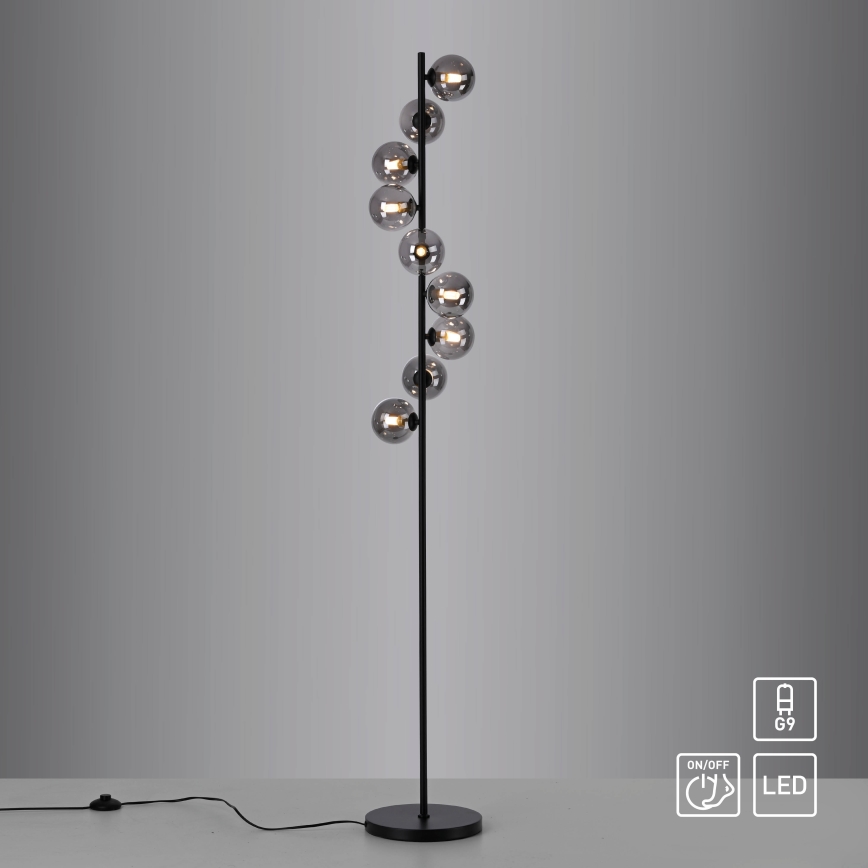 Schöner Wohnen 14506-18 - Lámpara de pie LED DUBAI 9xG9/3W/230V negro/ahumado
